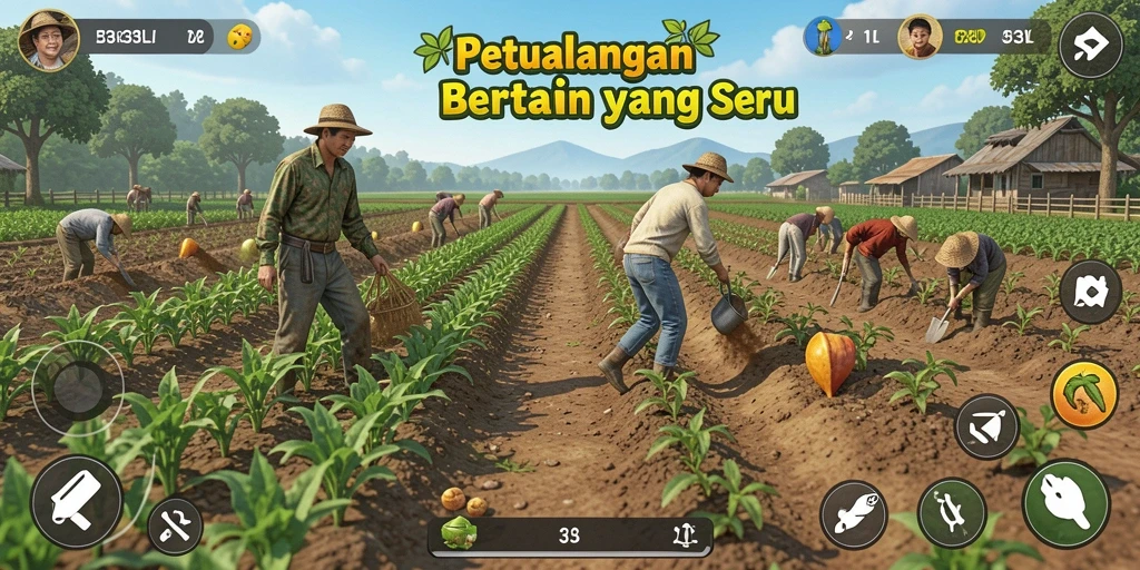 Tampilan gameplay menarik di 33L dengan ladang yang subur.