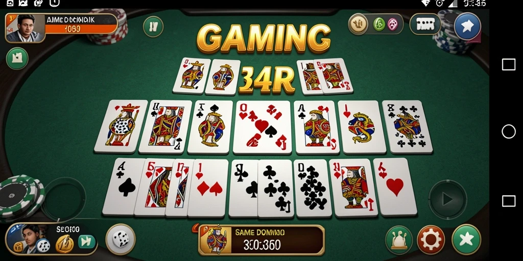 Gameplay seru di 34R dengan kartu Domino.