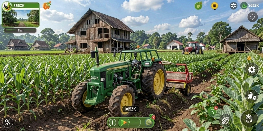 Tampilan gameplay menarik dalam 365ZK menunjukkan aktivitas bertani.