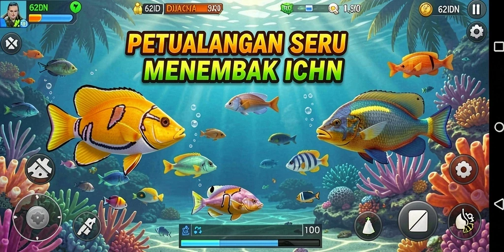 Deskripsi tampilan gameplay Tembak Ikan yang seru.