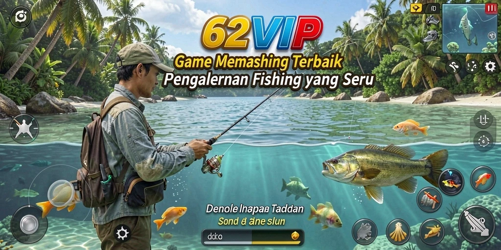 Tangkapan layar utama <strong>62VIP</strong> menampilkan gameplay memancing yang mengasyikkan.