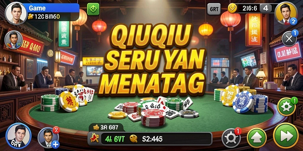 Tampilan gameplay QiuQiu yang dinamis dan menarik.