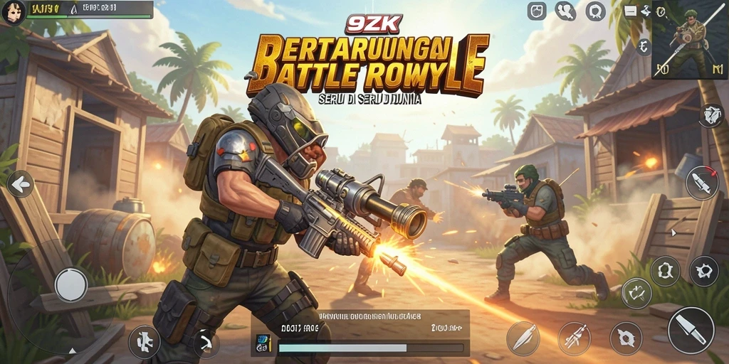 Tampilan gameplay Battle Royale yang intens dan mendebarkan di 9ZK.