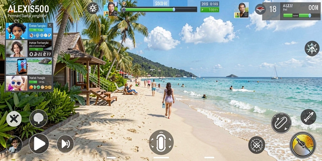 Screenshot menunjukkan gameplay ALEXIS500 yang penuh warna dan menyenangkan.