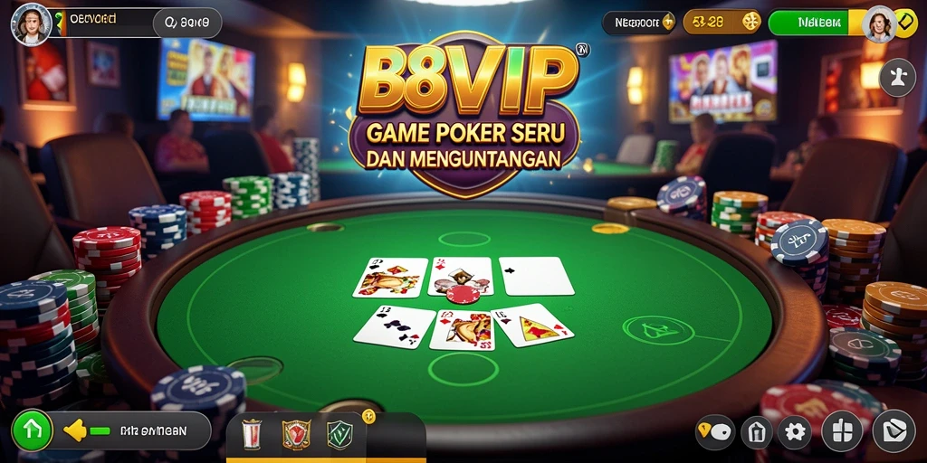 Tampilan gameplay B8VIP yang menarik dan interaktif dalam permainan Poker.