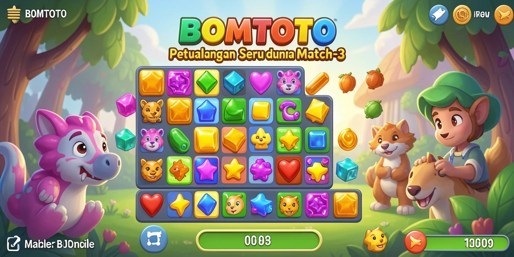 Tampilkan aksi seru gameplay BOMTOTO di dunia match-3.