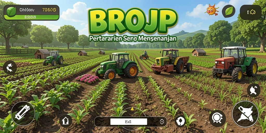 Screenshot gameplay BROJP menunjukkan aktivitas bertani yang seru dan menyenangkan.