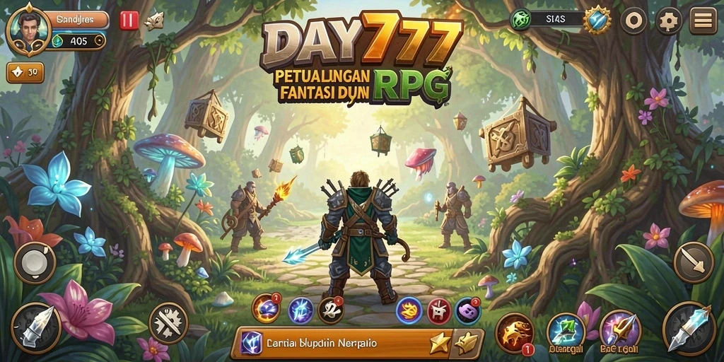 Tampilan gameplay DAY777 yang menakjubkan dan dunia fantasi yang luas.