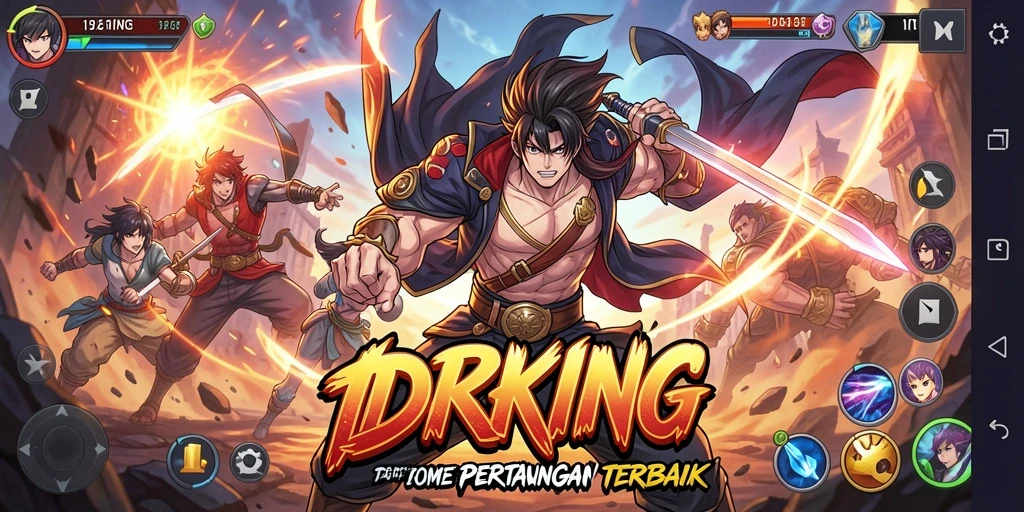 Tampilan gameplay penuh aksi dari IDRKING dengan karakter anime yang menarik.