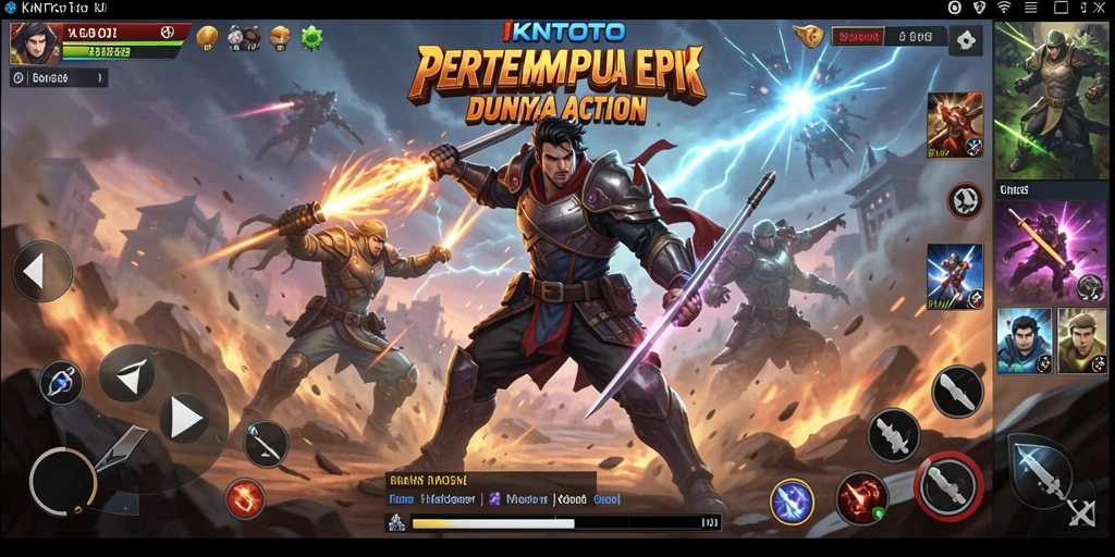 Screenshot gameplay IKNTOTO menunjukkan aksi pertempuran yang intens dan mendebarkan.