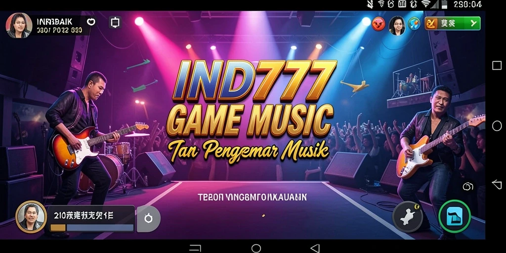 Tampilan gameplay IND777 dengan berbagai alat musik dan lagu.