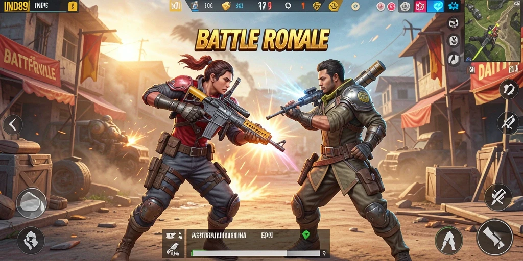 Tampilan gameplay IND89 dengan aksi pertempuran intens di medan tempur.