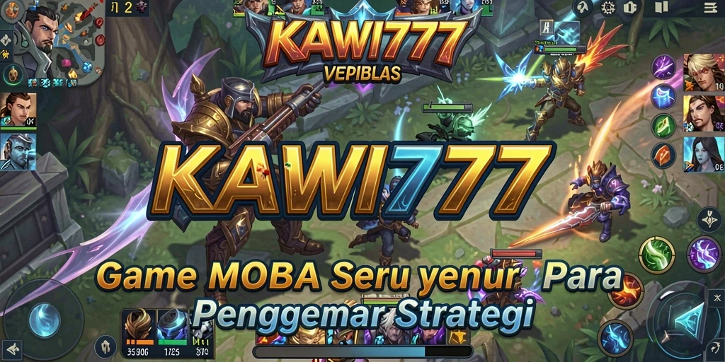 Tampilan gameplay KAWI777 yang menegangkan di arena MOBA.