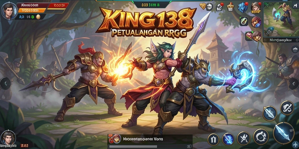 Screenshot gameplay KING138 menunjukkan pertarungan aksi seru dan grafis menawan.