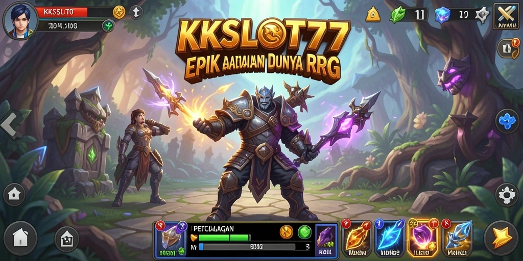 Screenshot gameplay KKSLOT777 menampilkan aksi pertempuran yang intens.