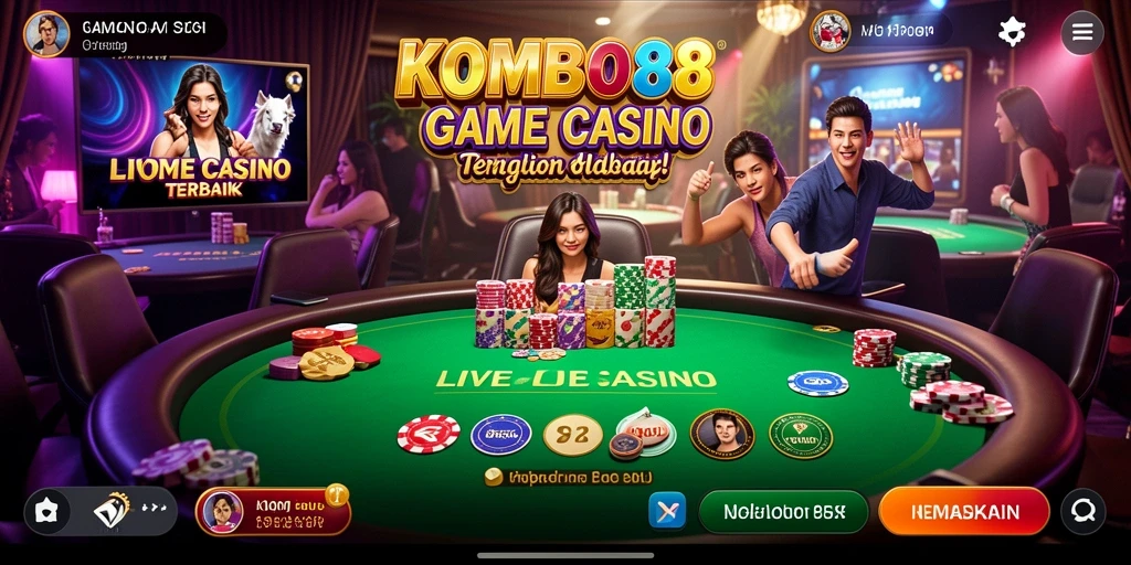 Tampilan gameplay Live Casino yang memukau di KOMBO88.
