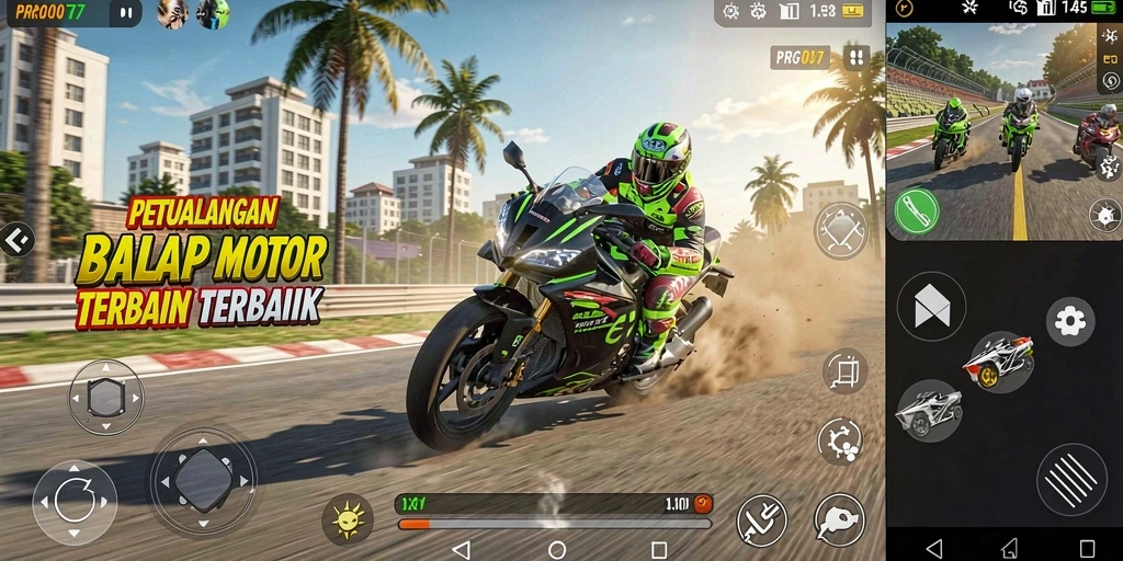 Tampilan menarik dari gameplay balap motor PRG007.