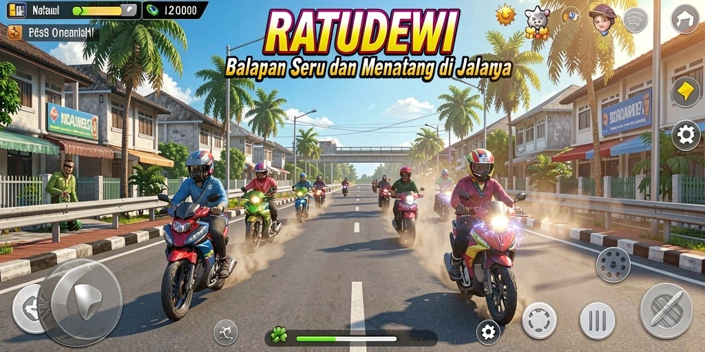 Gameplay seru dengan balapan menegangkan di RATUDEWI.
