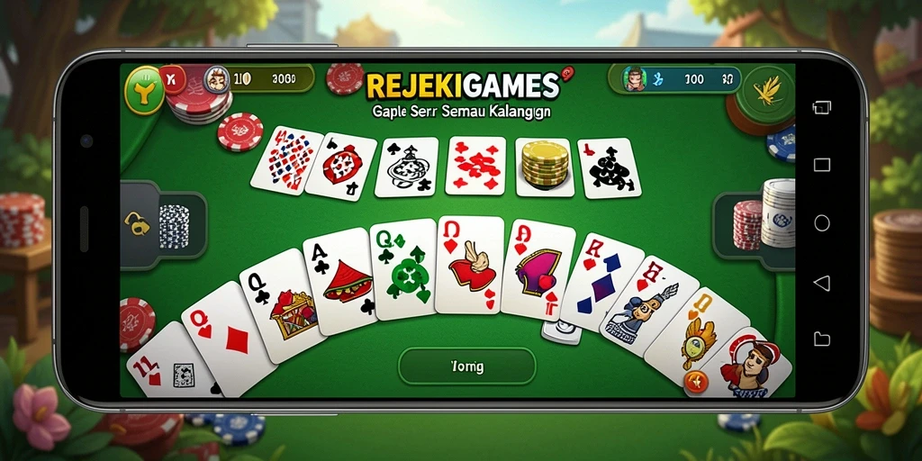 Screenshot gameplay Gaple yang seru dan adiktif di REJEKIGAMES.