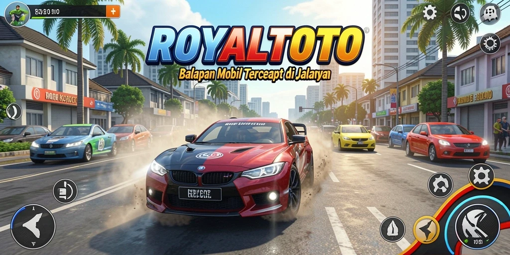 Tampilan gameplay yang menegangkan di trek balap ROYALTOTO.