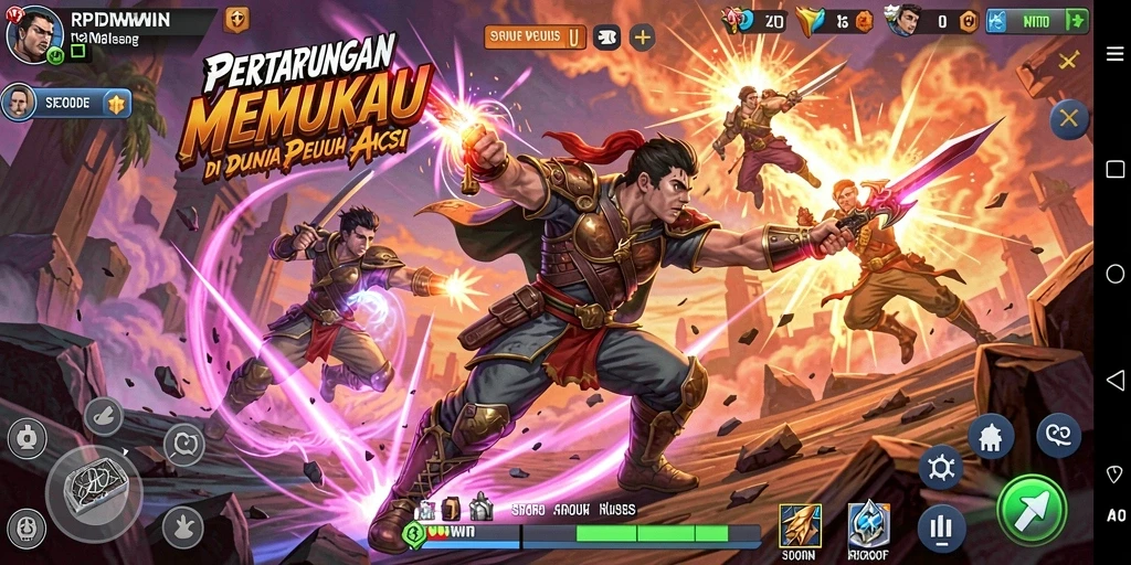 Screenshot RPIDWIN menampilkan duel seru antar karakter dalam pertarungan yang mengasyikkan.