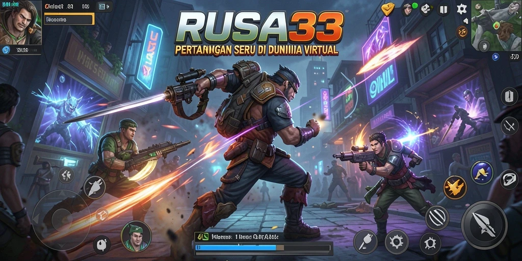Tangkapan layar RUSA33 menampilkan duel epik antar karakter dengan efek pertarungan yang dramatis.