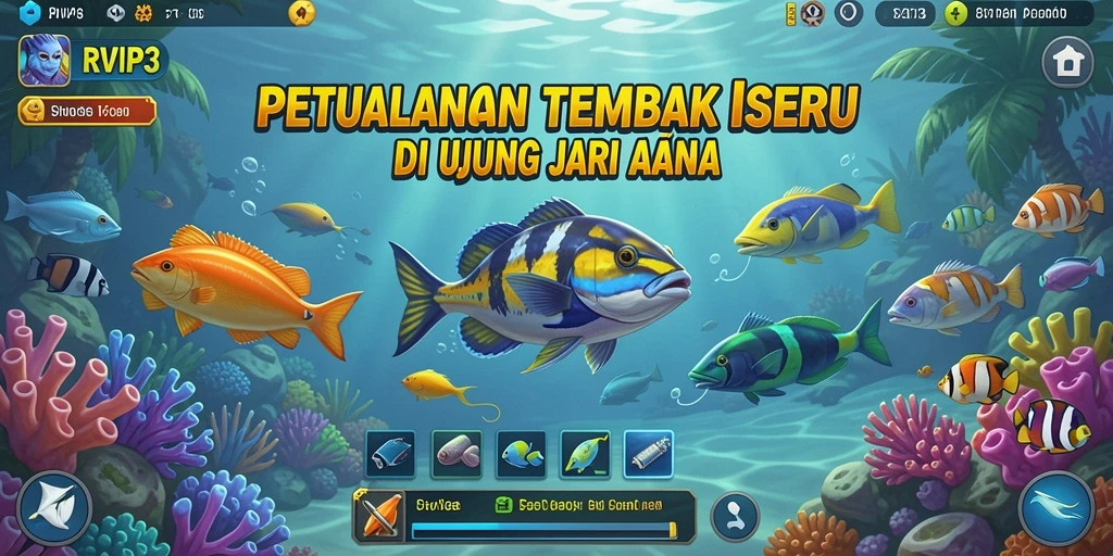 Screenshot menunjukkan aksi seru menembak ikan di RVIP3.