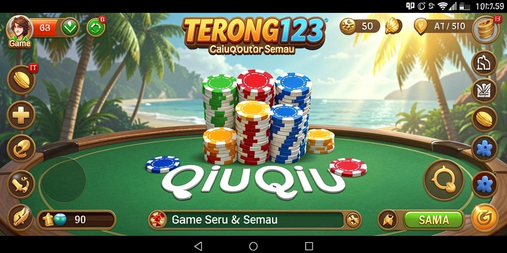 Screenshot utama menunjukkan aksi seru dalam permainan QiuQiu.