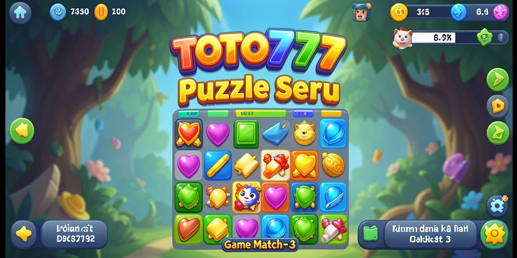 Tampilan gameplay TOTO777 yang seru dengan permata berwarna-warni.