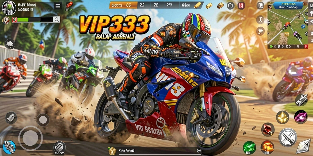 Gameplay seru dalam balapan motor yang mendebarkan.