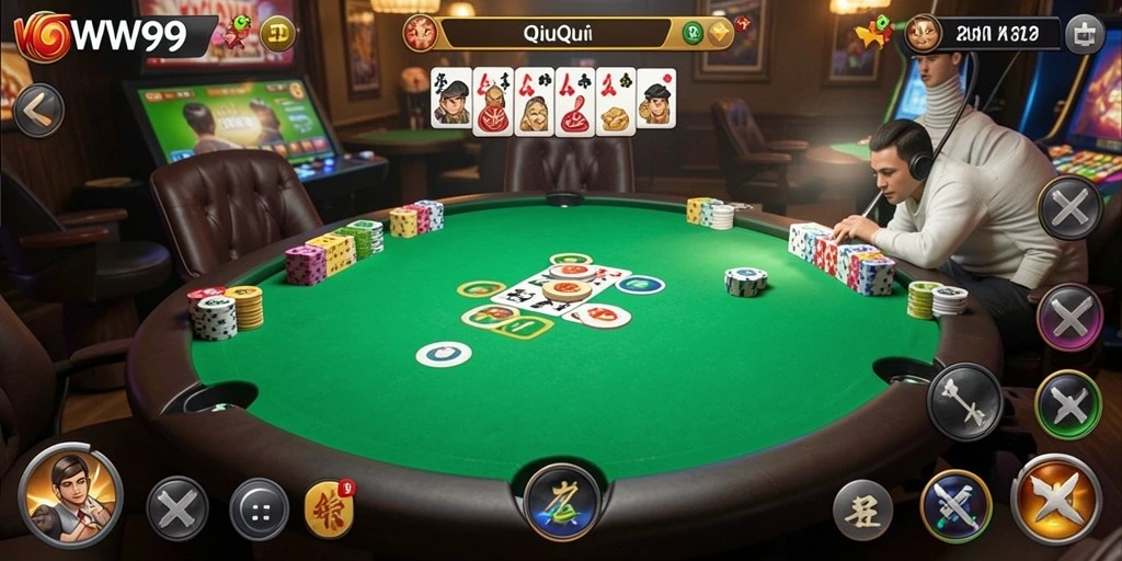 Screenshot gameplay WOW99 menampilkan aksi seru permainan QiuQiu.
