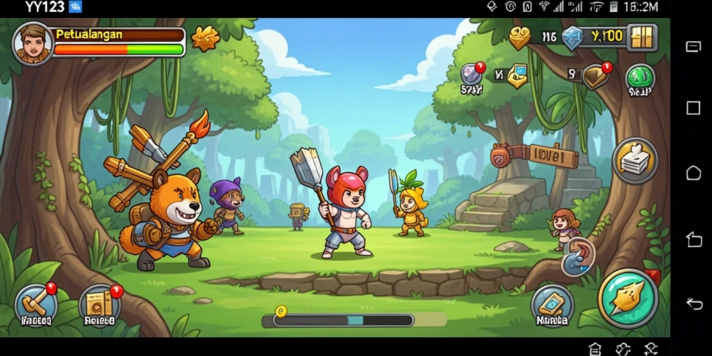 Tampilan menarik dari gameplay Idle dalam YY123.